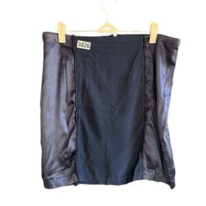 Orna Farho France Satin Paneled Pencil Skirt Women's Blue Flat Front Back Zipper